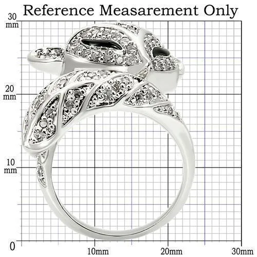 0W185 - Rhodium Brass Ring with AAA Grade CZ in Clear