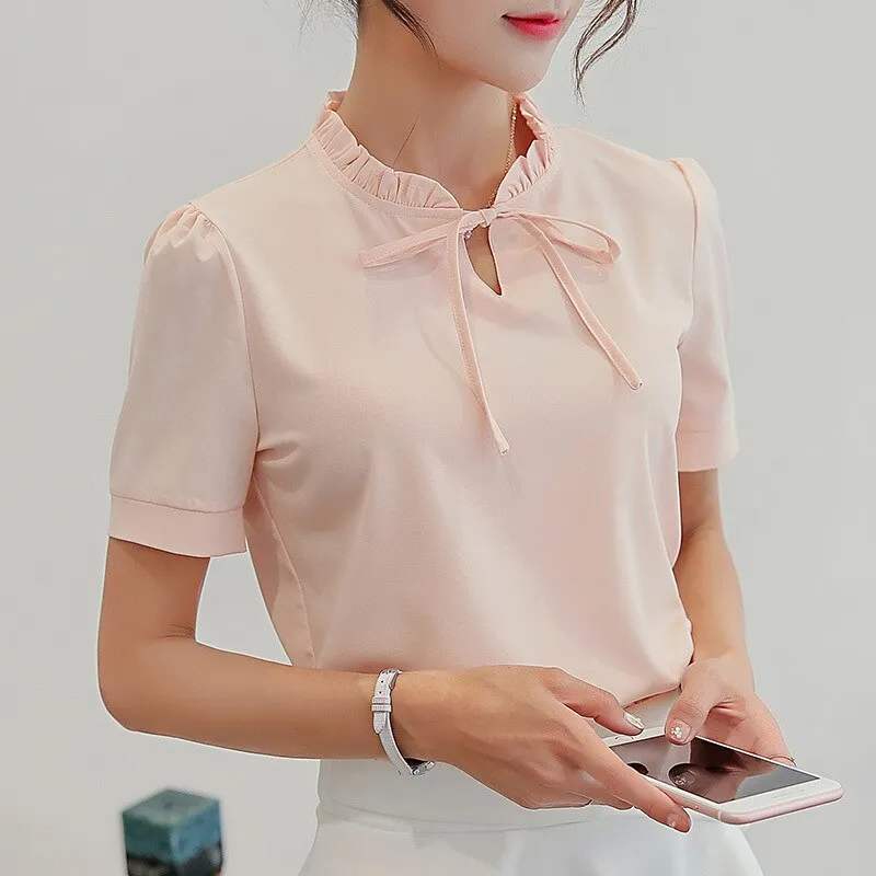 Back to college outfits Clearance In Stock Lowest Price Women Blouses & Shirts Summer Shirt New Fashion Slim Korean Office Long Sleeve Shirts Top fx0615