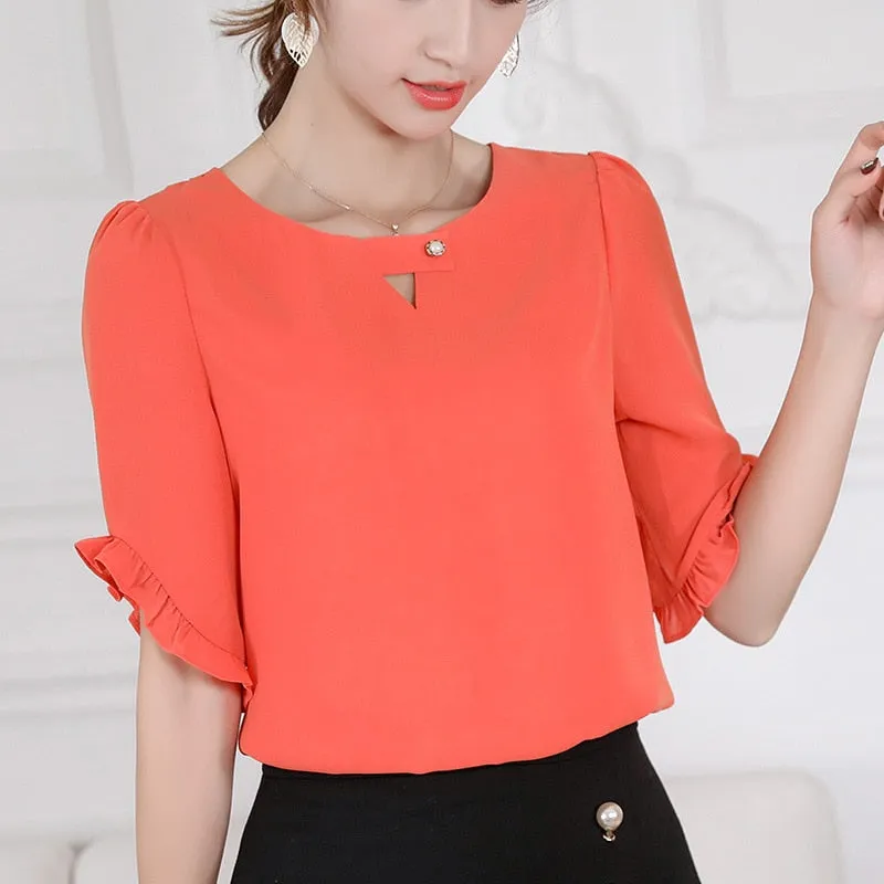 Back to college outfits Clearance In Stock Lowest Price Women Blouses & Shirts Summer Shirt New Fashion Slim Korean Office Long Sleeve Shirts Top fx0615