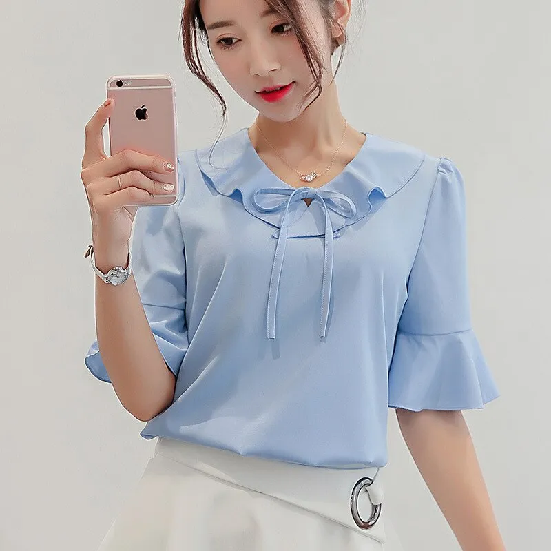 Back to college outfits Clearance In Stock Lowest Price Women Blouses & Shirts Summer Shirt New Fashion Slim Korean Office Long Sleeve Shirts Top fx0615