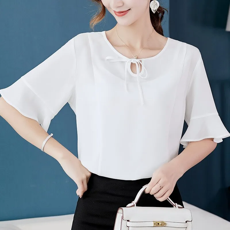 Back to college outfits Clearance In Stock Lowest Price Women Blouses & Shirts Summer Shirt New Fashion Slim Korean Office Long Sleeve Shirts Top fx0615