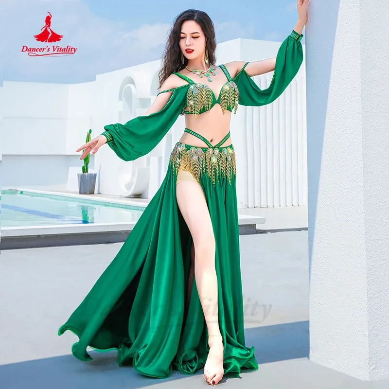 Belly Dance Costume Suit for Women Customsized Senior Bra Top split Long Skirt 2pcs Female Children Oriental Dance Clothing