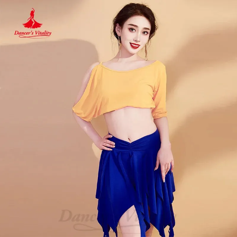 BellyDance Practice Suit Women's Customized Short Sleeved Top Irregular Short Skirt 2pcs Oriental Dance Performance Clothing