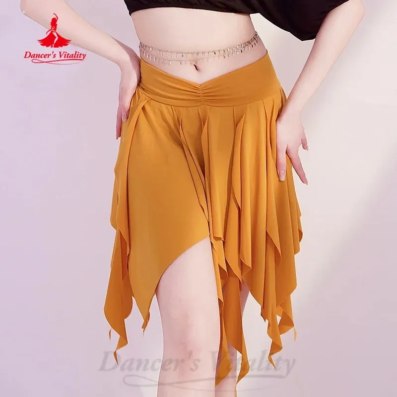 BellyDance Practice Suit Women's Customized Short Sleeved Top Irregular Short Skirt 2pcs Oriental Dance Performance Clothing