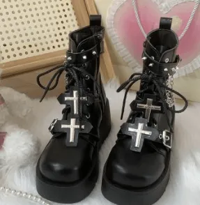 Black For Women Punk Platform Martin Boots