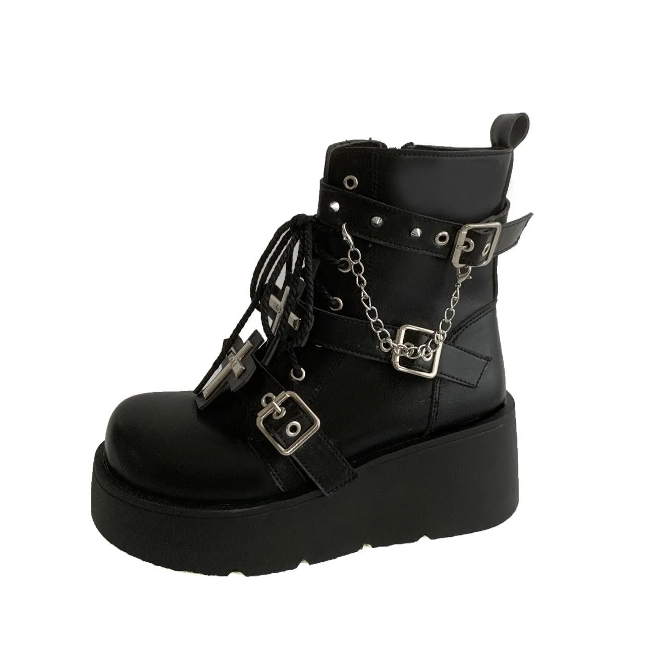 Black For Women Punk Platform Martin Boots