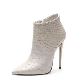 Booties for Women - Botines para Mujer Ankle Boots Pointed Toe Thin High Heels Side Zipper