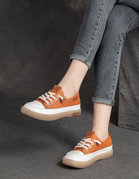 Comfortable Lace up Casual Leather Sneakers