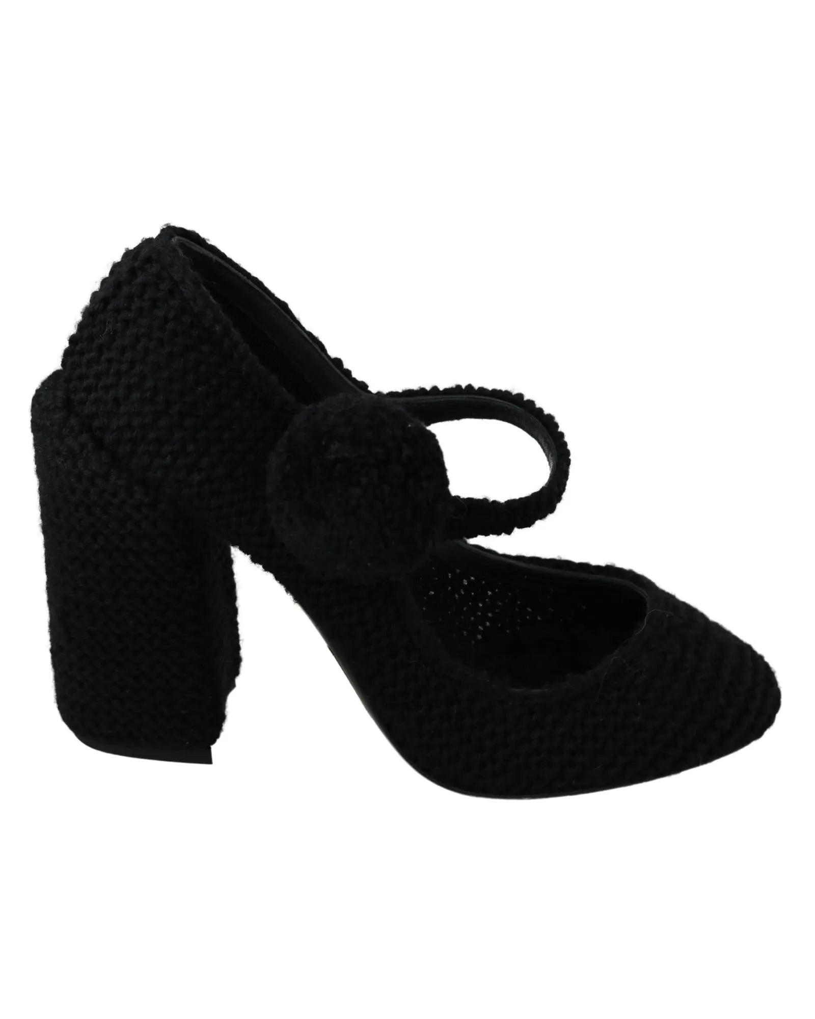 Dolce & Gabbana Black Knitted Mary Jane Pumps