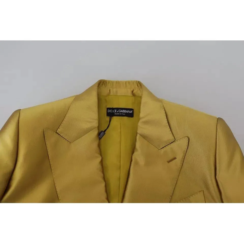 Dolce & Gabbana Gold Satin Long Sleeves Blazer Coat Jacket