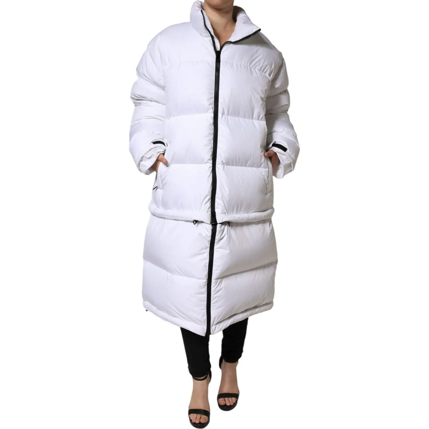 Dolce & Gabbana White Puffer Quilted Full Zip Coat Jacket