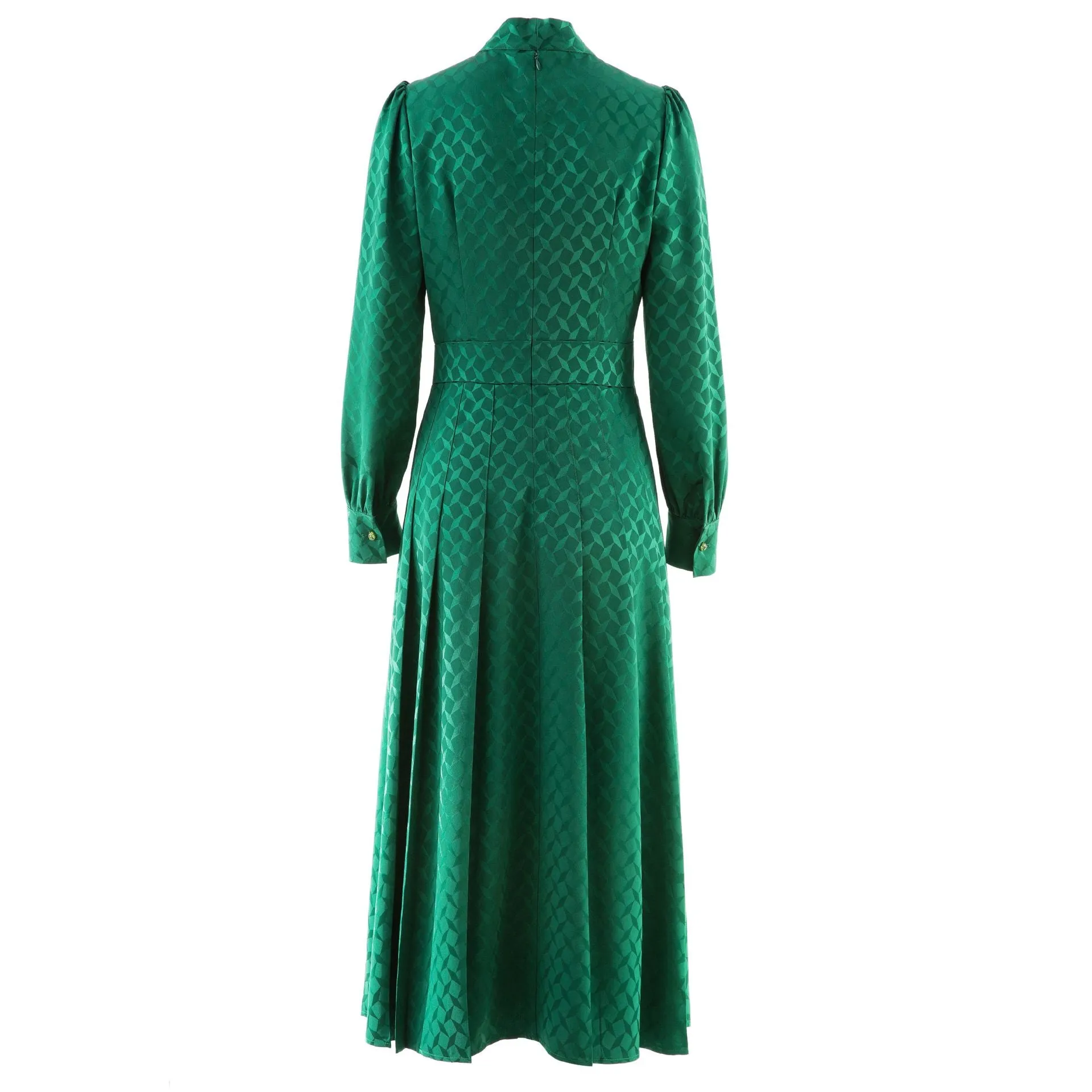 Emerald Vintage Sailor Collared Jacquard Maxi Dress