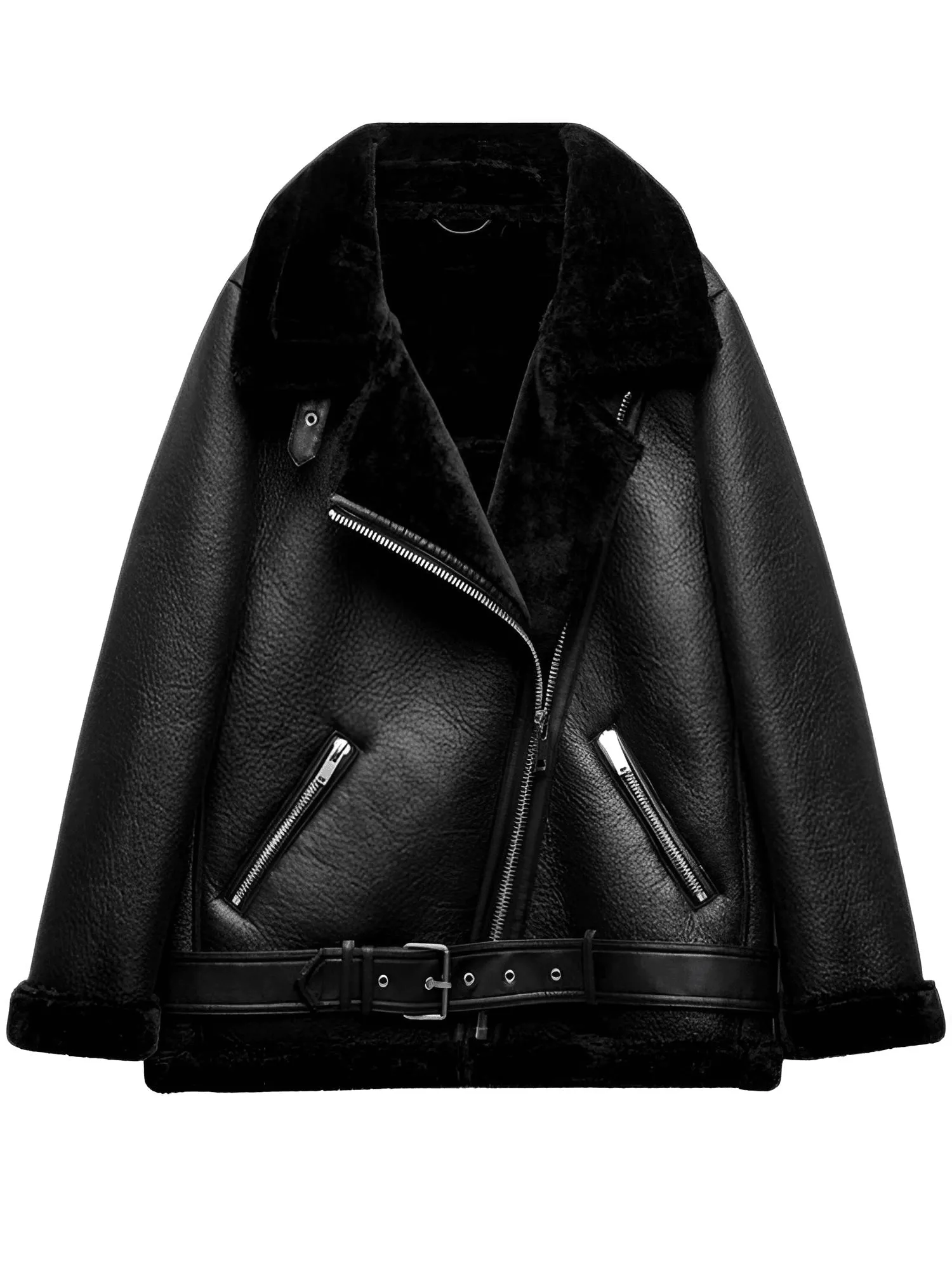 Faux Lamb Leather Jacket Women