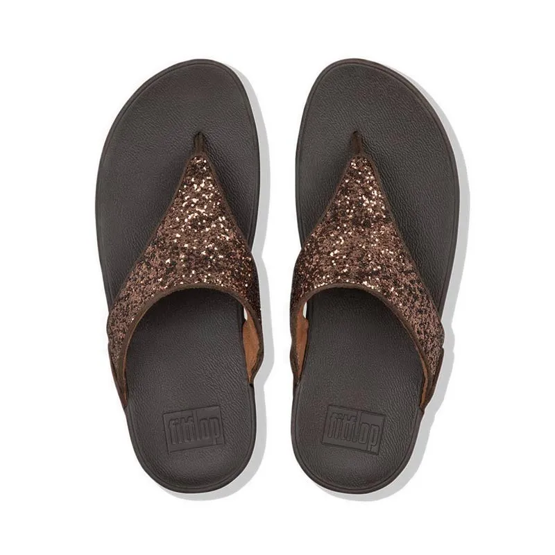 Fitflop Lulu Women's Glitter Toe-Post - Chocolate Metallic