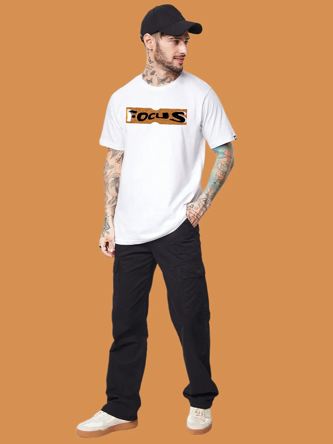 Focus Printed White Men's T-Shirt