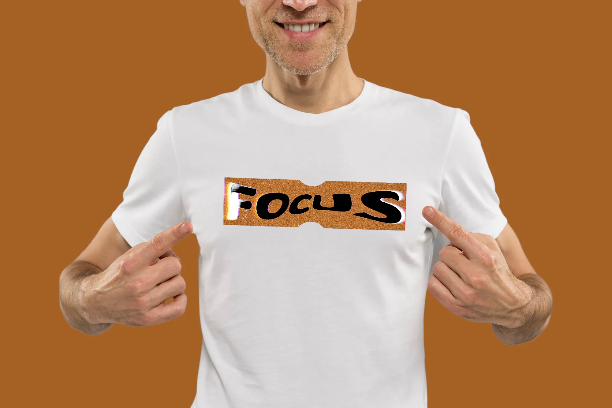 Focus Printed White Men's T-Shirt