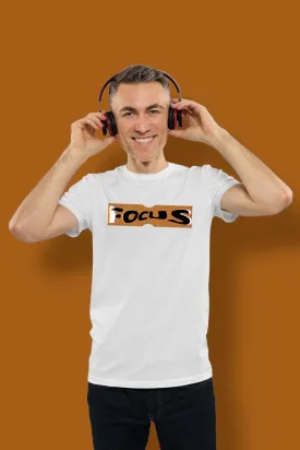 Focus Printed White Men's T-Shirt