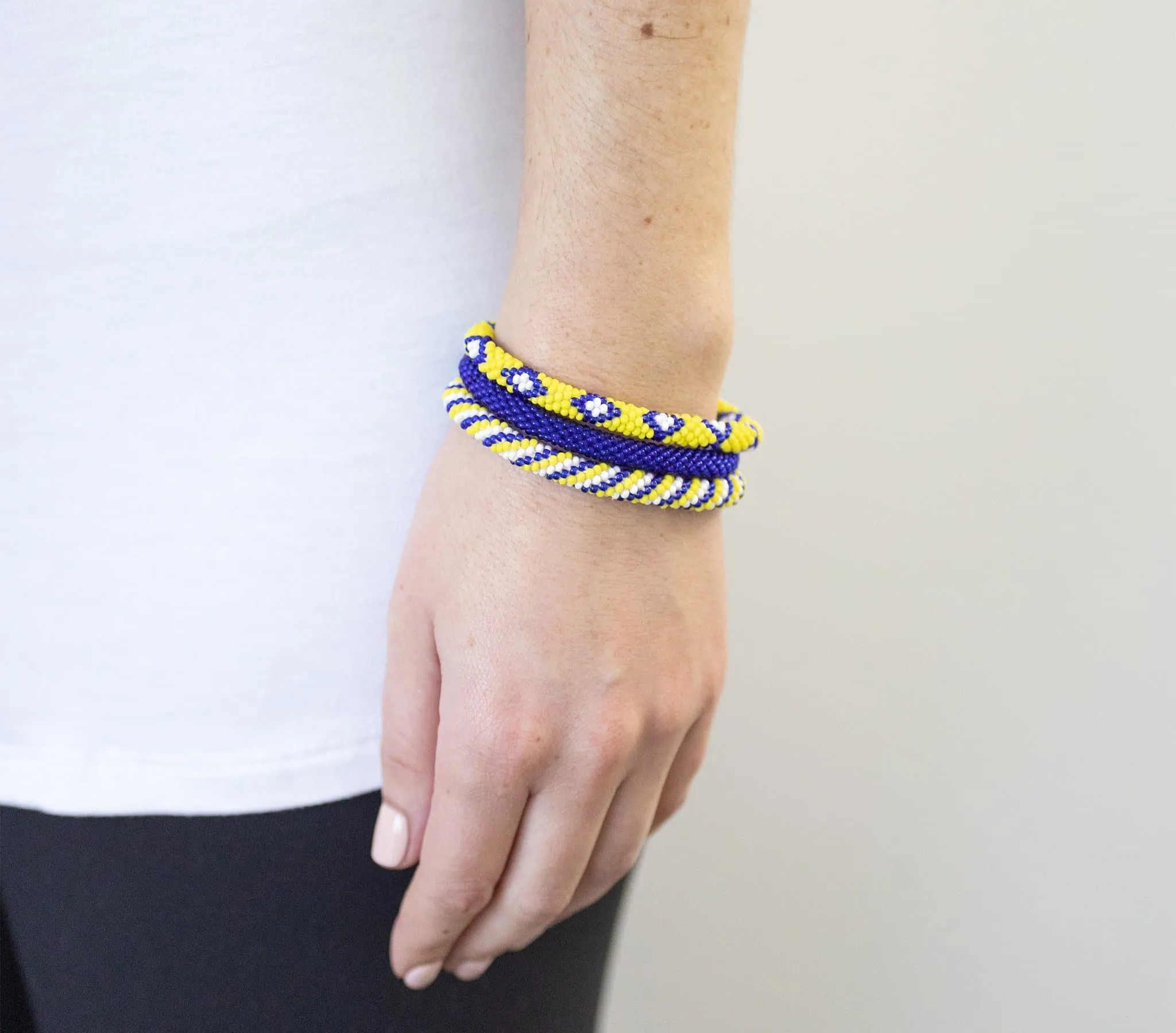 Game Day Roll-On® Bracelets <br> Yellow & Navy