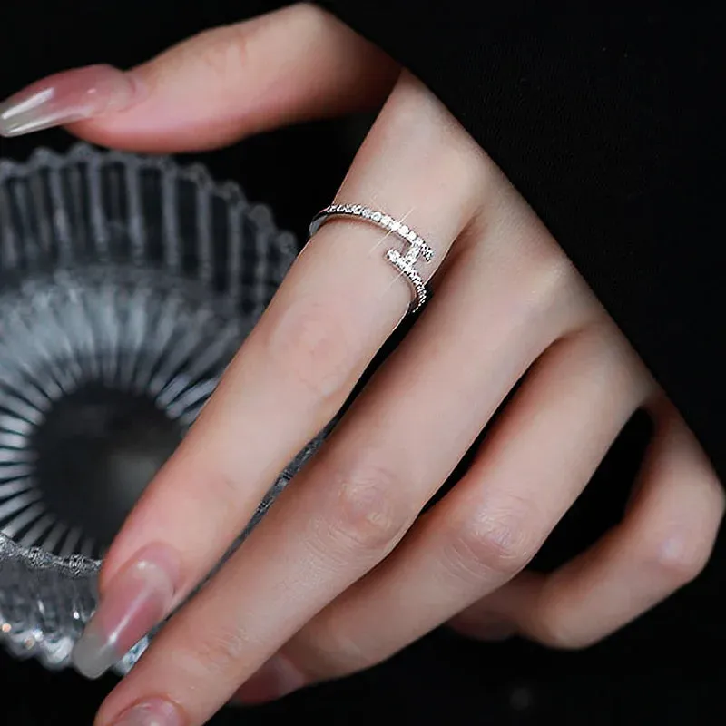 Geometric Stainless Steel Feather Ring for Weddings