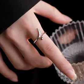 Geometric Stainless Steel Feather Ring for Weddings