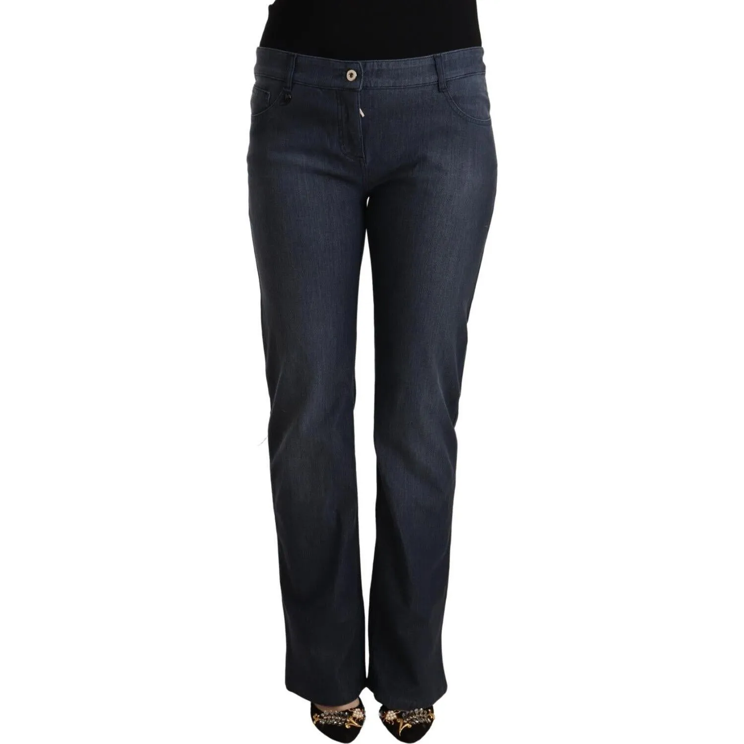 MARGHI LO' Chic Dark Blue Straight Cut Jeans