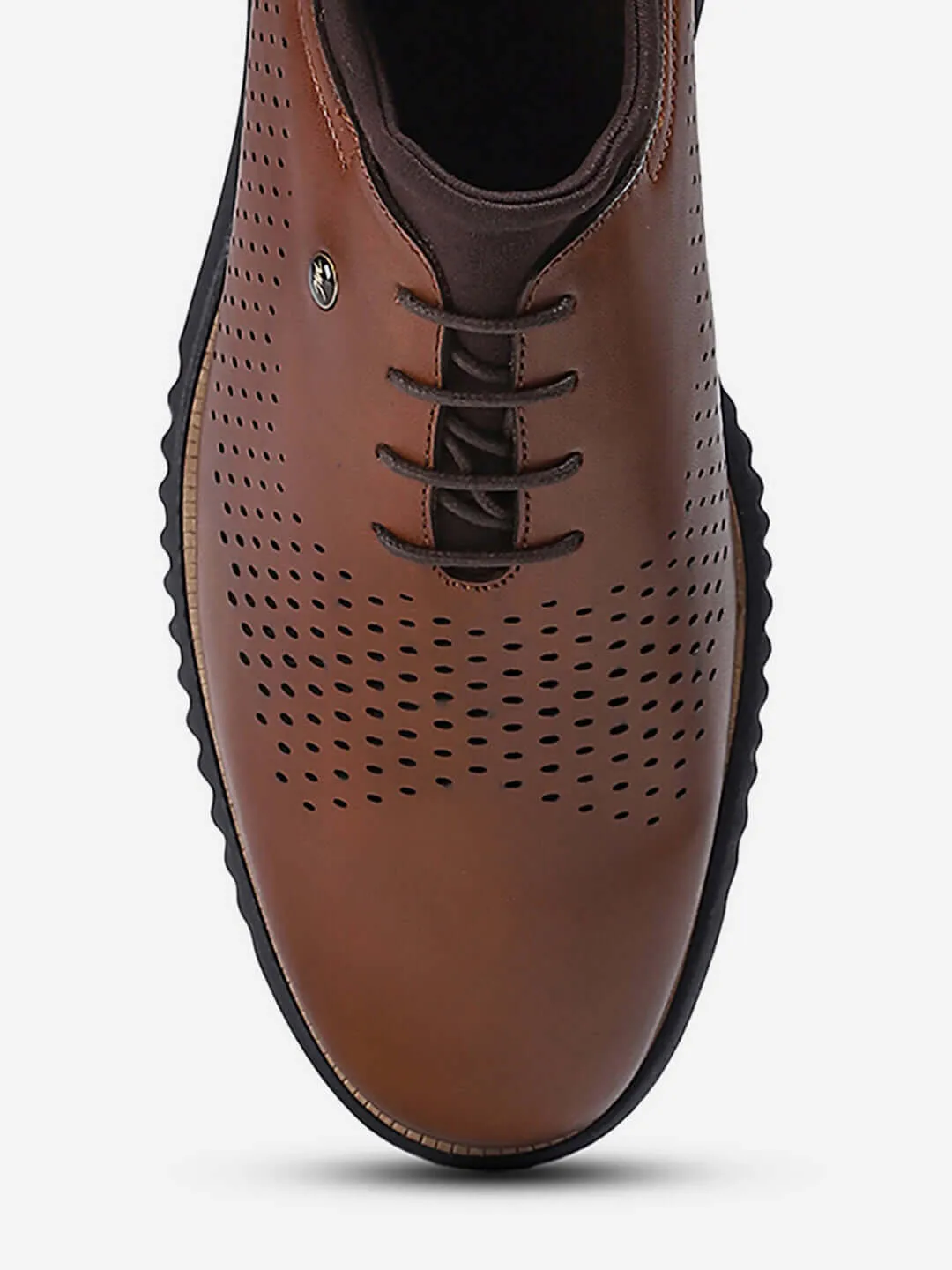 Men Tan Lace Up Genuine Leather Casual Shoes