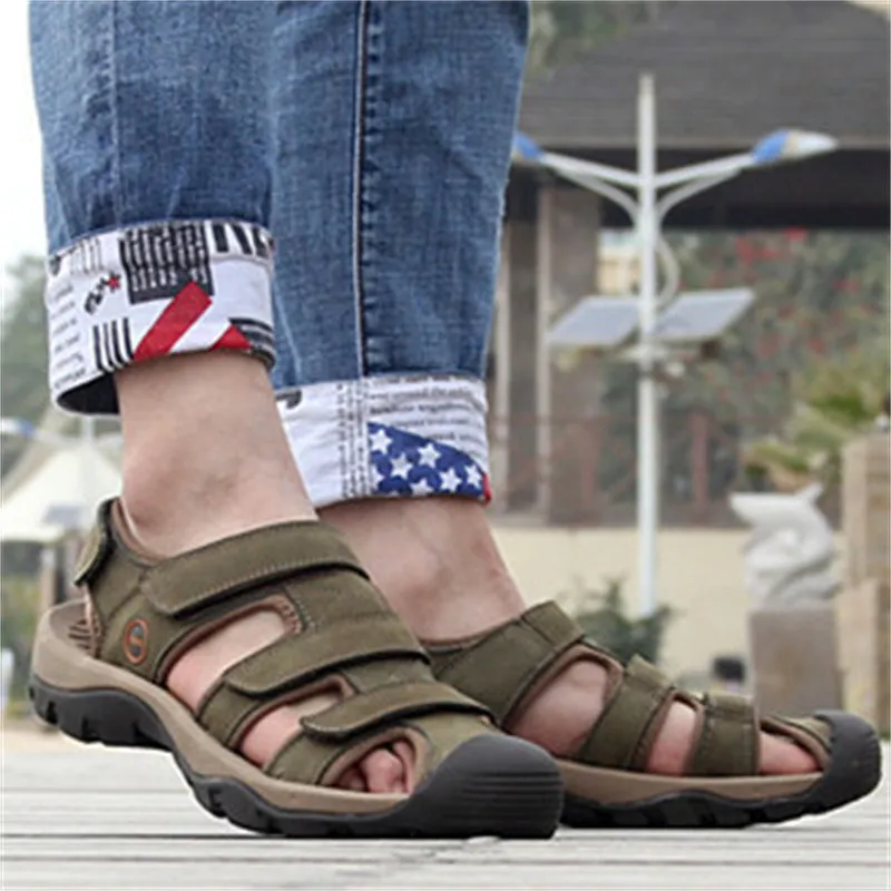 Men's Genuine Leather Soft Bottom Outdoor Casual Sandals