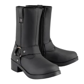 Milwaukee Leather MBK9280 Boys Classic Black Harness Biker Boots