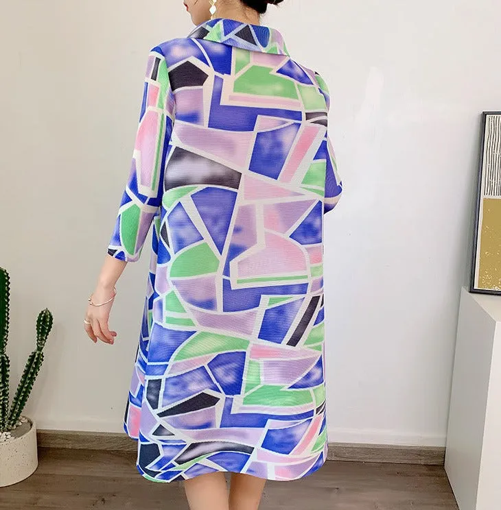 Miyake Pleated Oversize Shirt Dress