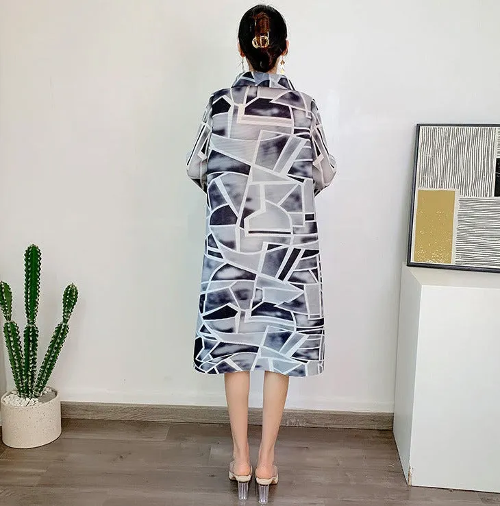 Miyake Pleated Oversize Shirt Dress