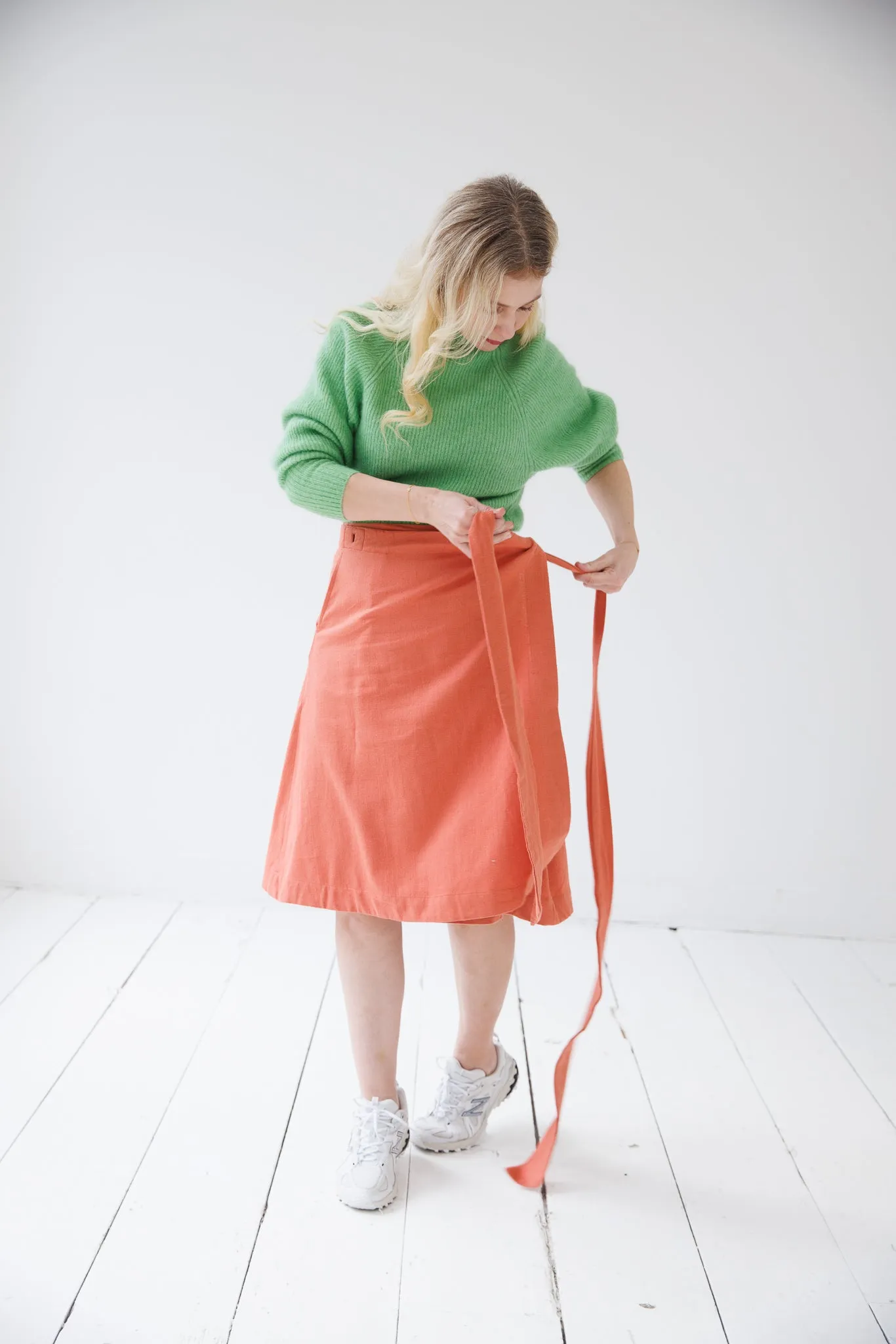 NEW! Cotton Hemp Wrap Skirt Salmon