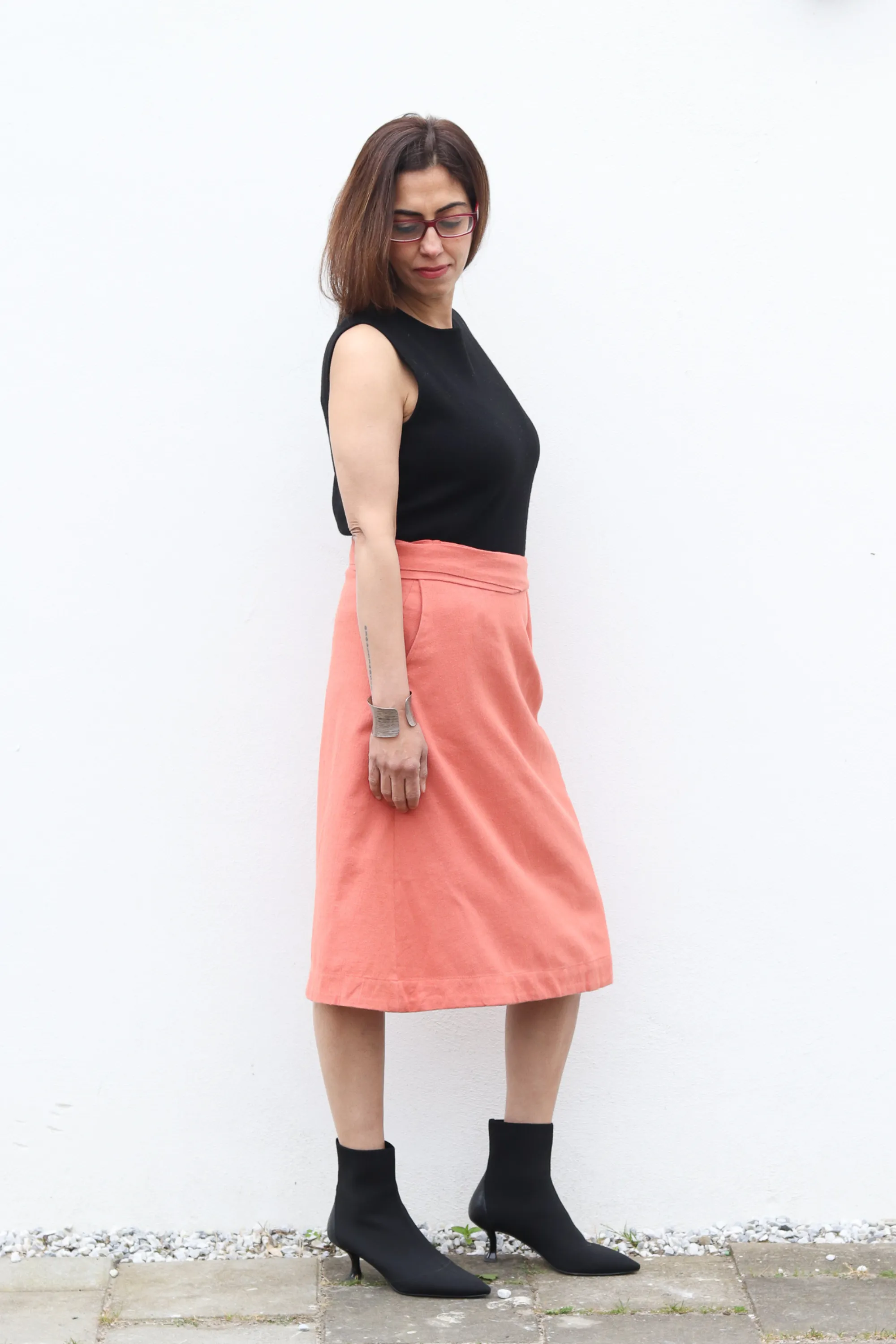 NEW! Cotton Hemp Wrap Skirt Salmon