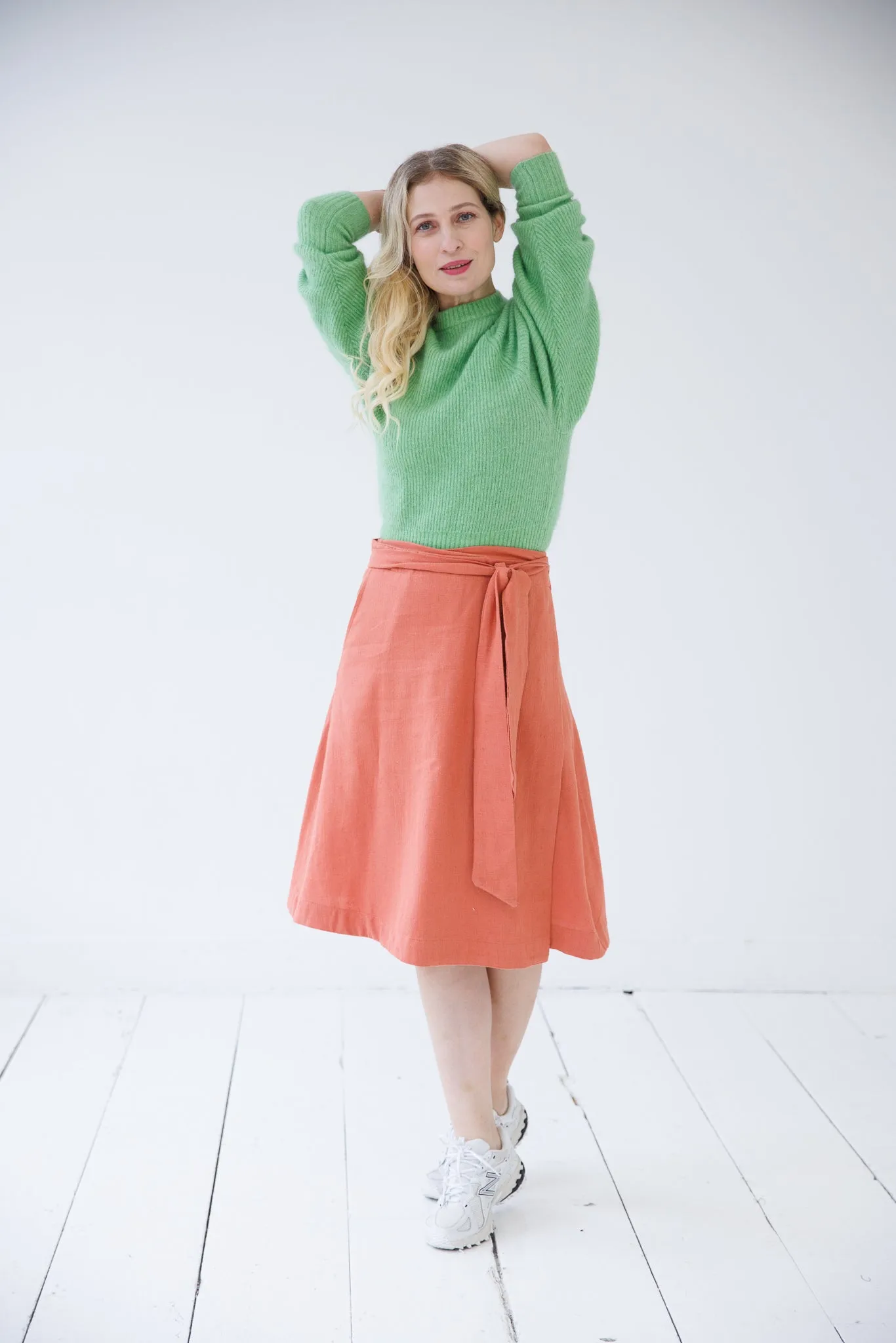 NEW! Cotton Hemp Wrap Skirt Salmon