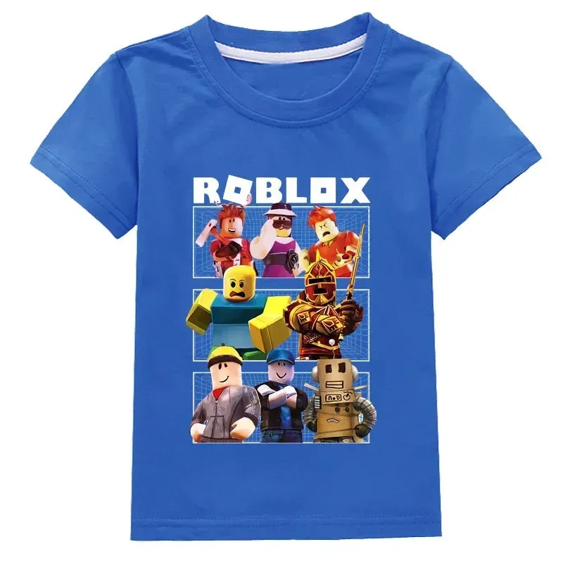 New ROBLOX Game Peripheral Fashion Children's Clothing Fine Cotton Two-dimensional Short-sleeved T-shirt for Boys and Girls