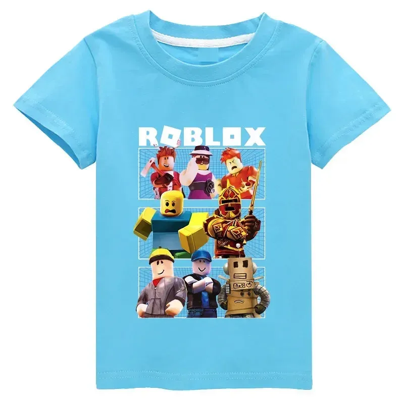 New ROBLOX Game Peripheral Fashion Children's Clothing Fine Cotton Two-dimensional Short-sleeved T-shirt for Boys and Girls