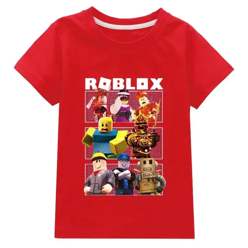 New ROBLOX Game Peripheral Fashion Children's Clothing Fine Cotton Two-dimensional Short-sleeved T-shirt for Boys and Girls