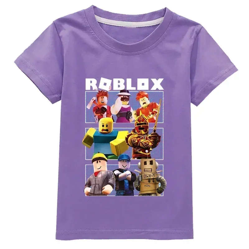 New ROBLOX Game Peripheral Fashion Children's Clothing Fine Cotton Two-dimensional Short-sleeved T-shirt for Boys and Girls