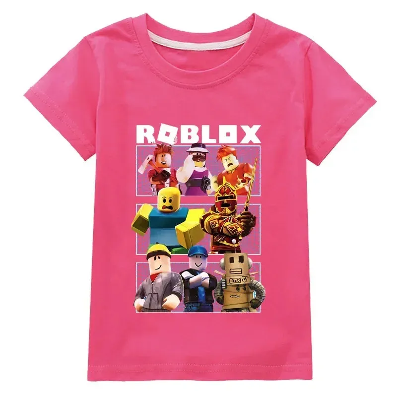 New ROBLOX Game Peripheral Fashion Children's Clothing Fine Cotton Two-dimensional Short-sleeved T-shirt for Boys and Girls