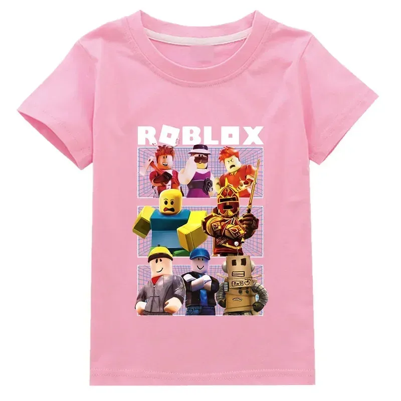 New ROBLOX Game Peripheral Fashion Children's Clothing Fine Cotton Two-dimensional Short-sleeved T-shirt for Boys and Girls