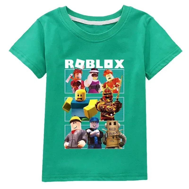 New ROBLOX Game Peripheral Fashion Children's Clothing Fine Cotton Two-dimensional Short-sleeved T-shirt for Boys and Girls