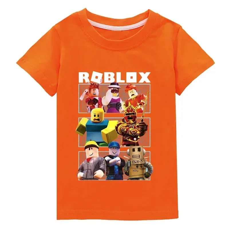 New ROBLOX Game Peripheral Fashion Children's Clothing Fine Cotton Two-dimensional Short-sleeved T-shirt for Boys and Girls