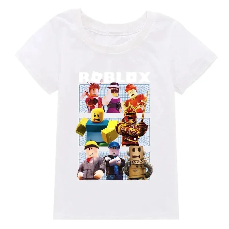 New ROBLOX Game Peripheral Fashion Children's Clothing Fine Cotton Two-dimensional Short-sleeved T-shirt for Boys and Girls