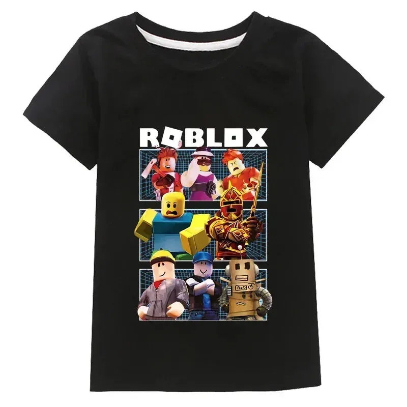 New ROBLOX Game Peripheral Fashion Children's Clothing Fine Cotton Two-dimensional Short-sleeved T-shirt for Boys and Girls