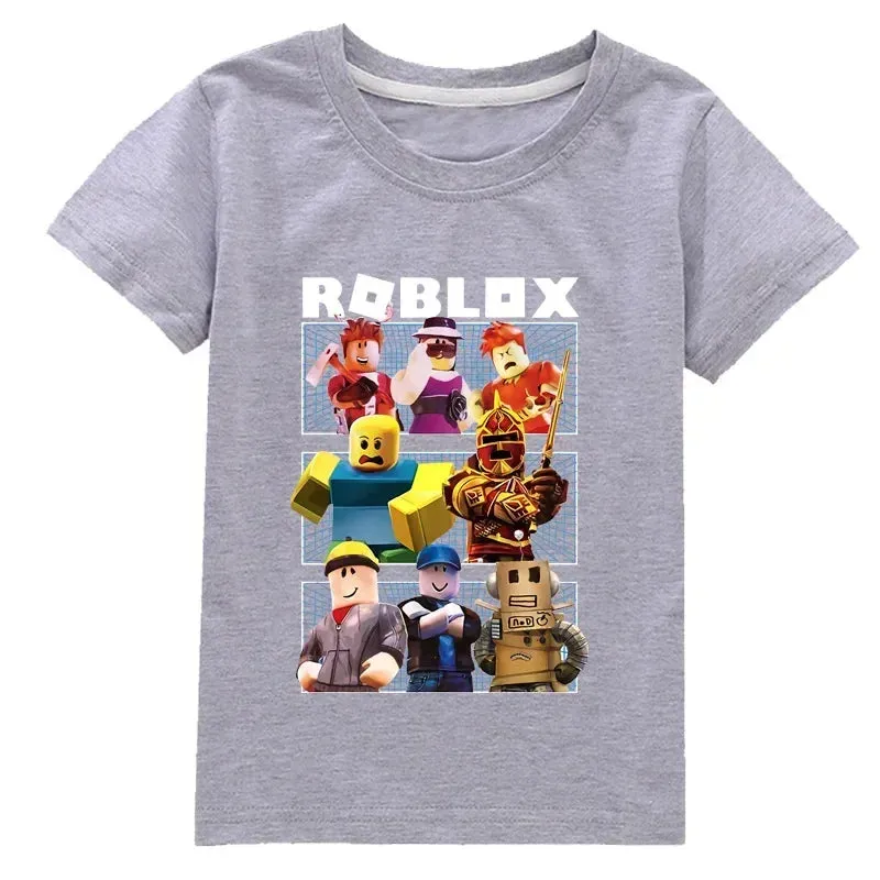 New ROBLOX Game Peripheral Fashion Children's Clothing Fine Cotton Two-dimensional Short-sleeved T-shirt for Boys and Girls