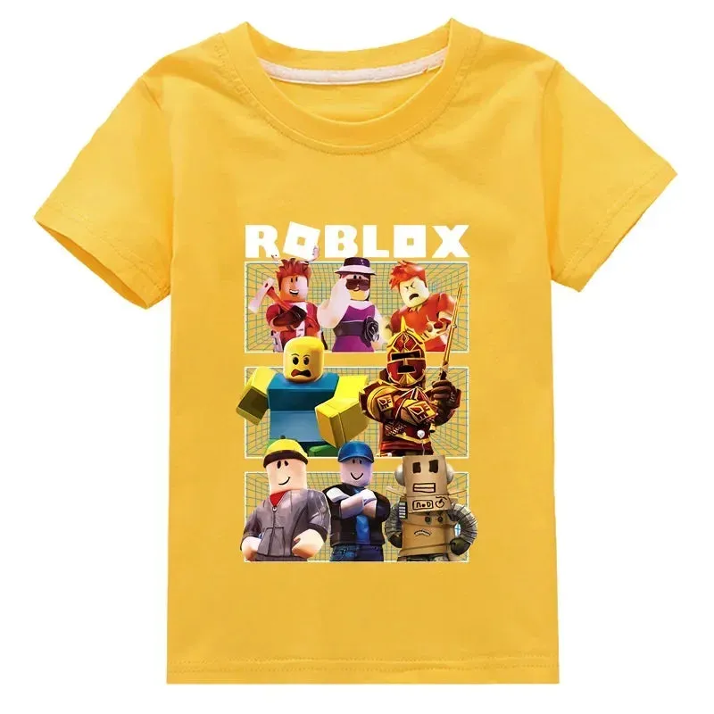 New ROBLOX Game Peripheral Fashion Children's Clothing Fine Cotton Two-dimensional Short-sleeved T-shirt for Boys and Girls