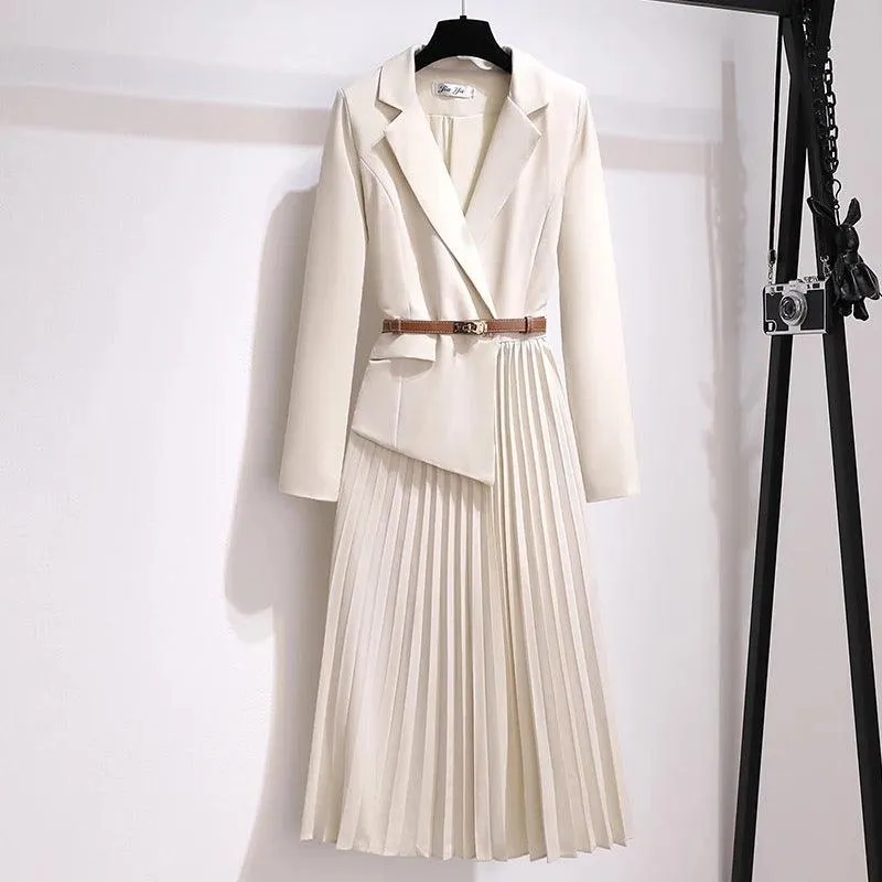 Nova Elegant Pleated Blazer Dress