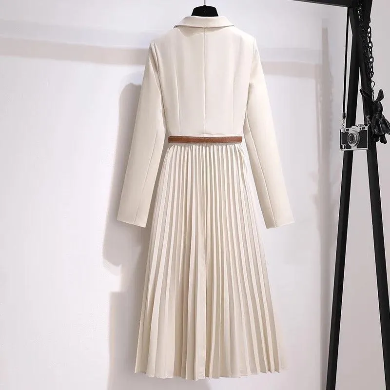 Nova Elegant Pleated Blazer Dress