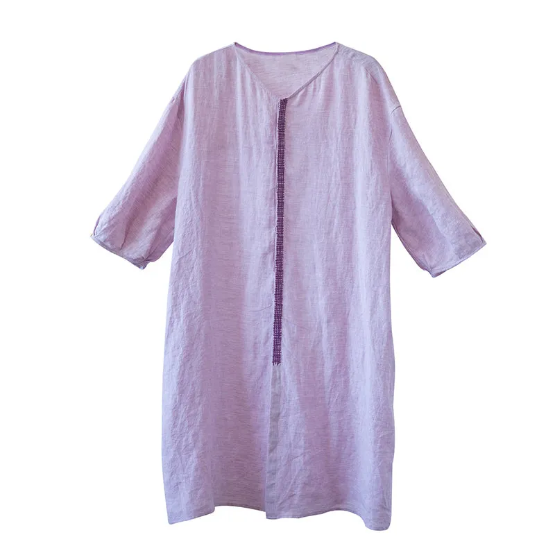 Pink 100% Linen Spring Cardigan Summer Women Tops MDYP9761