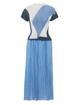 Pre Order:  Blue Hues Pleated Top   Skirt Set