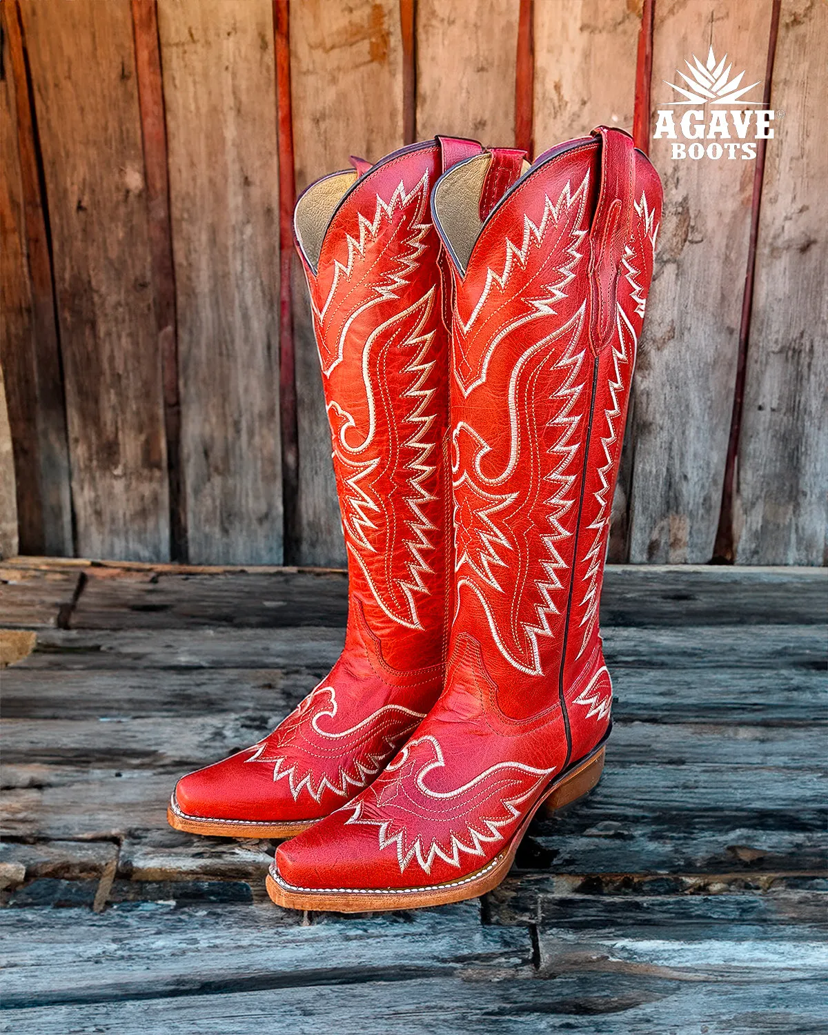 Sure! Heres an optimized title for your e-commerce product:

Stylish Womens Tall Red Cowboy Boots - Modern Western Design